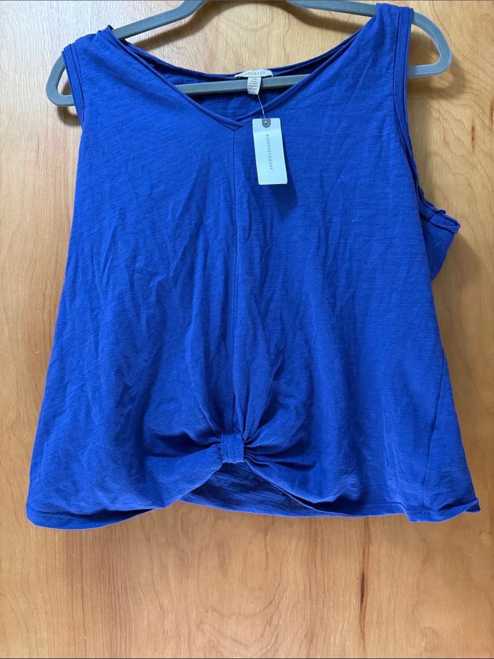 Bordeaux Cobalt Blue Front-Knot Sleeveless Tank